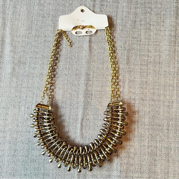 Egyptian Revival Bib Collar Necklace Opaque Brown Colour Stone Pin Cushion - Picture 5 of 10